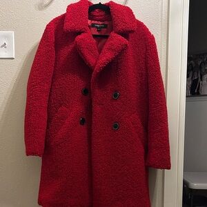 NWOT Kenneth Cole Red Sherpa Coat
